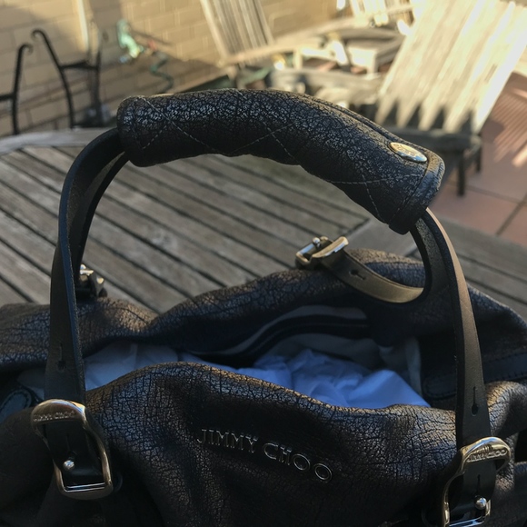 Unique Jimmy Choo Textured Gunmetal Handbag/Tote - Picture 5 of 7